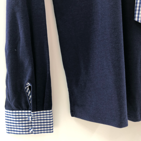 Riley Rae Juliette Bow-Neck Gingham-Trim Preppy Navy Small - Picture 11 of 11